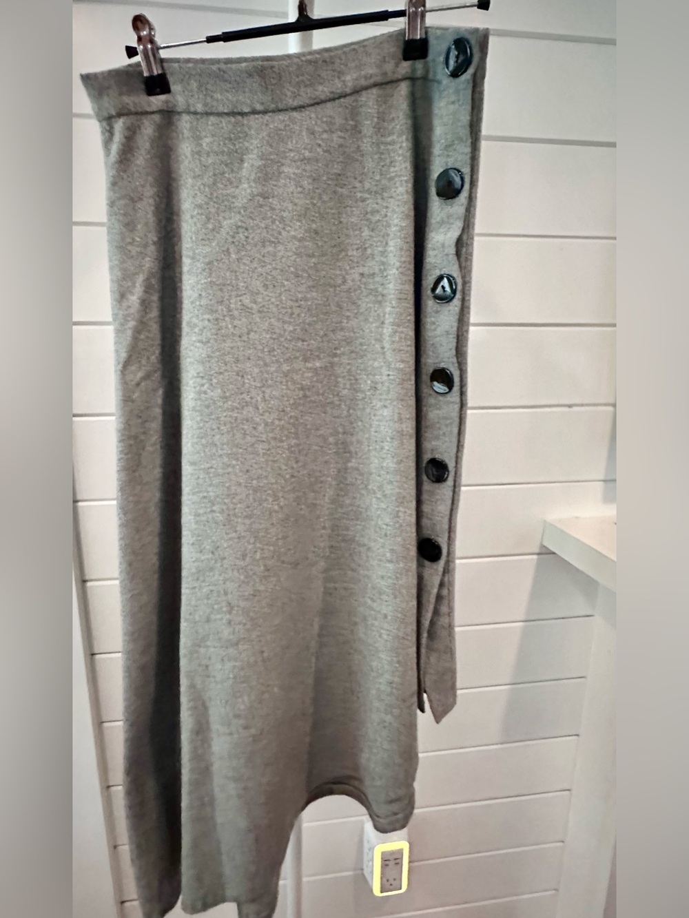 Zara Gray Button-Trim Knit Skirt